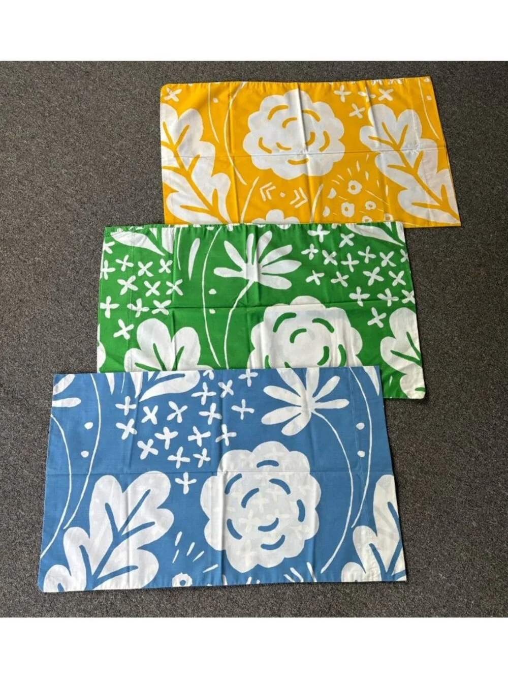 Vintage Set of 3 Standard Pillowcases made from Dan River MARIMEKKO Onni Sheets